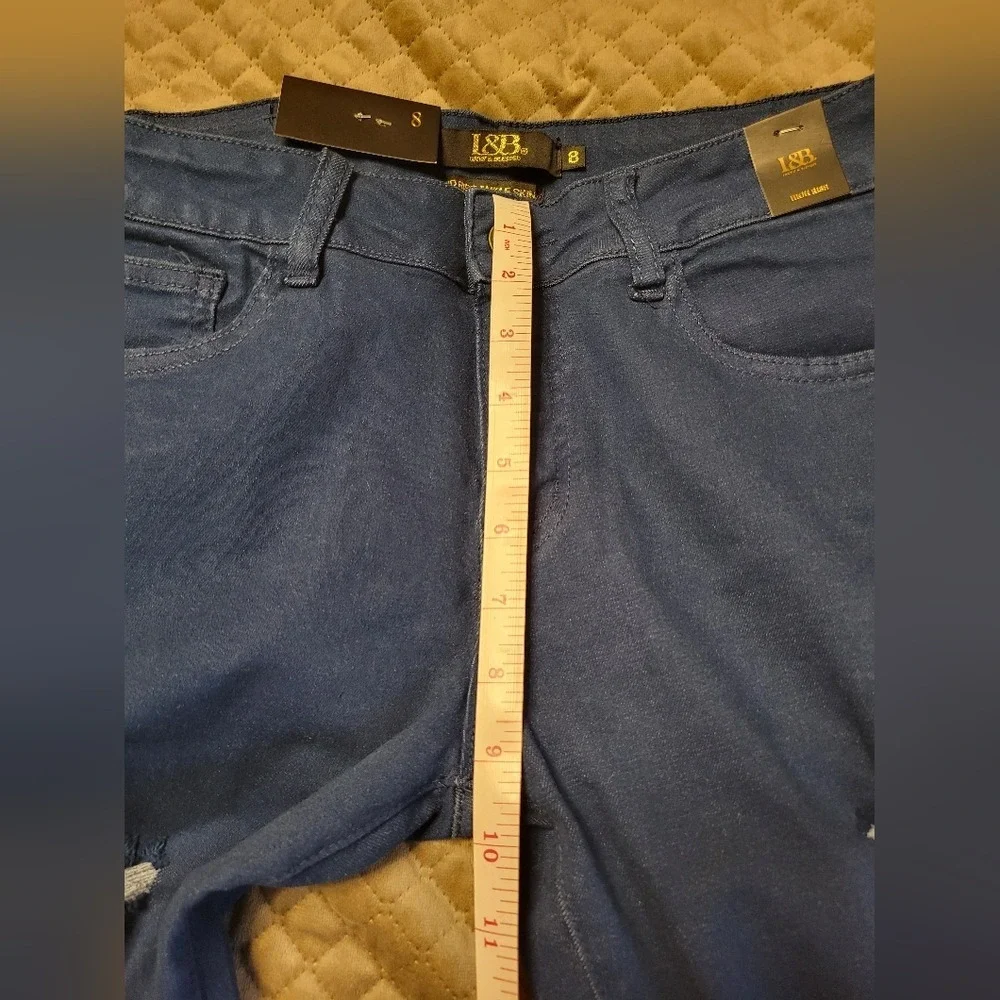 L&B Lucky and Blessed Denim Ripped‎ High Rise Ankle Skinny Size 8 NEW royal blue